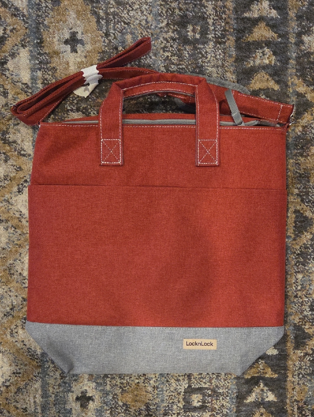 LocknLock Two-Tone Red & Gray Tote Cooler